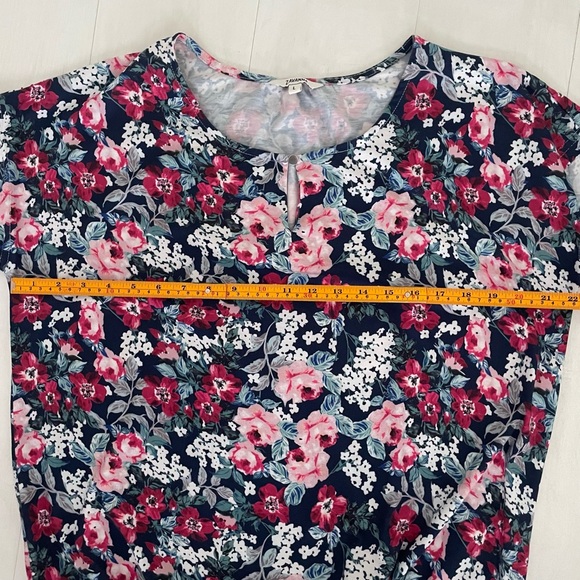 ZAVANNA Floral Women's Top Blue Red Pink White Spring Summer, Large - Picture 13 of 15